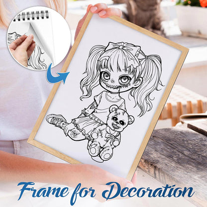 NETHOUSE Cute Horror Spiral Bound Coloring Book For Adults