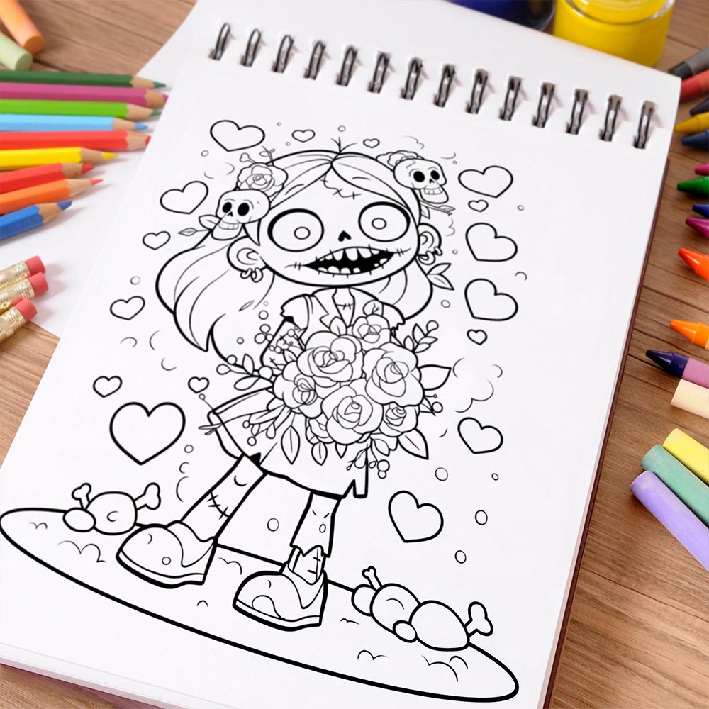 NETHOUSE Cute Horror Coloring Book  Spiral Bound For Adults