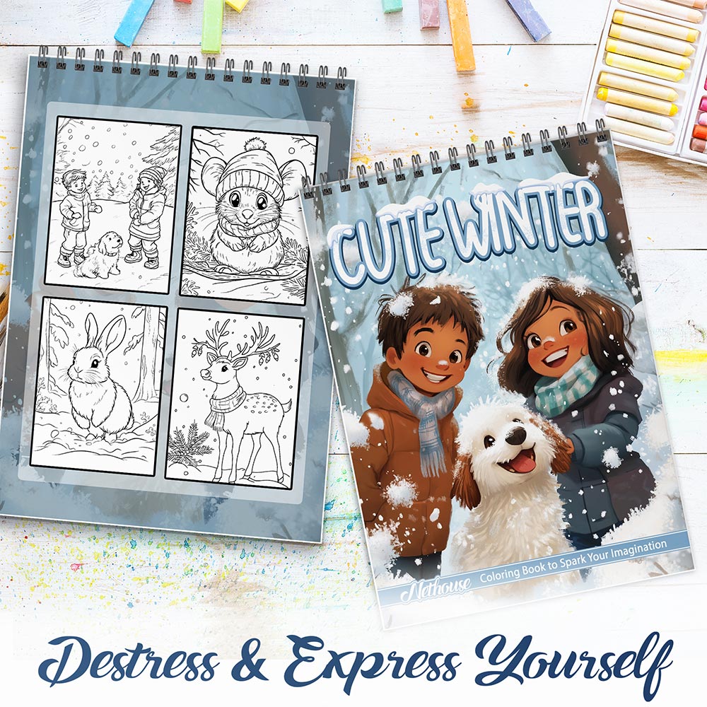 NETHOUSE Cute Winter Spiral Coloring Book For Adults
