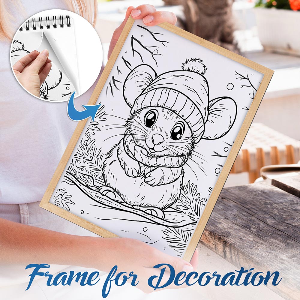 NETHOUSE Cute Winter Spiral Bound Coloring Book For Adults