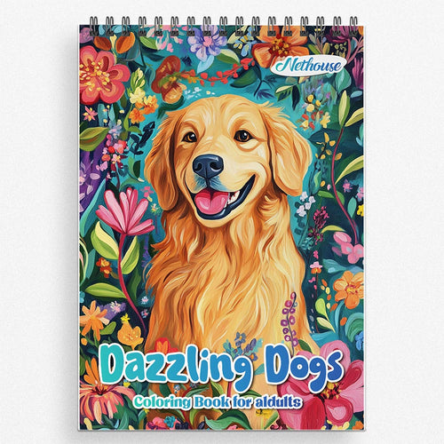 NETHOUSE Dazzling Dogs Coloring Book for Adults