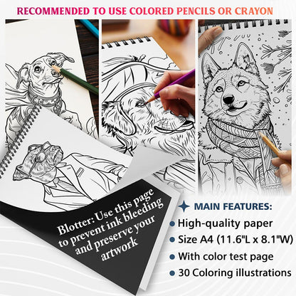 NETHOUSE Dogs Dressed Up Coloring Sheets For Adults