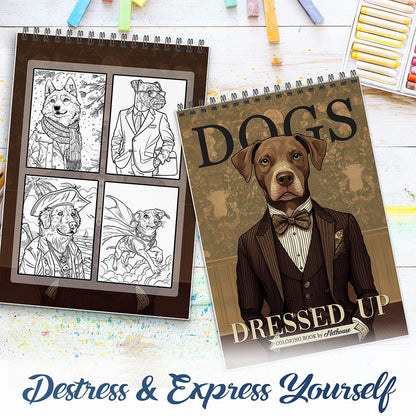 NETHOUSE Dogs Dressed Up Spiral Coloring Book For Adults