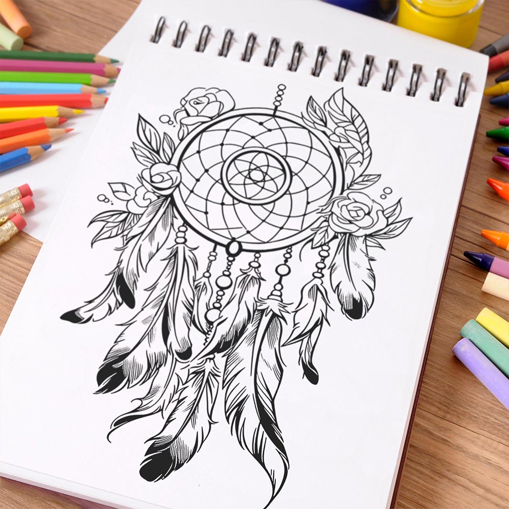 NETHOUSE Dream Catchers Coloring Book Spiral Bound For Adults