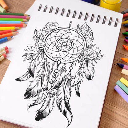 NETHOUSE Dream Catchers Coloring Book Spiral Bound For Adults