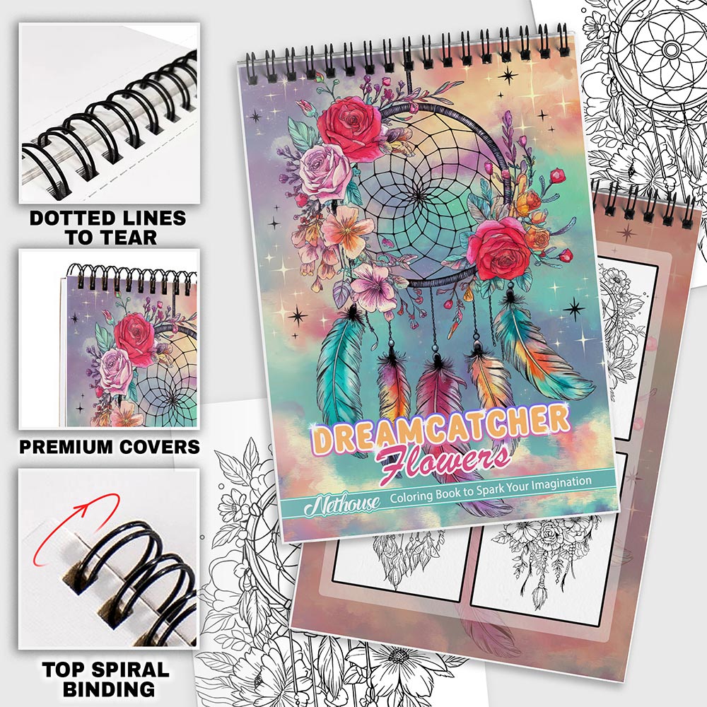 NETHOUSE Dreamcatcher Flowers Coloring Pages For Adults