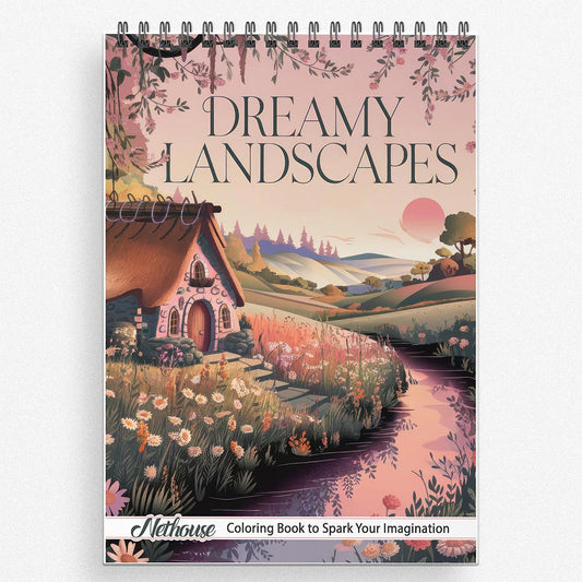 NETHOUSE Dreamy Landscapes House Coloring Book For Adults