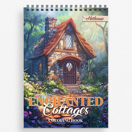 NETHOUSE Enchanted Cottages Coloring Book For Adults