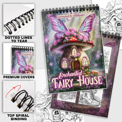 NETHOUSE Enchanted Fairy House Coloring Pages For Adults
