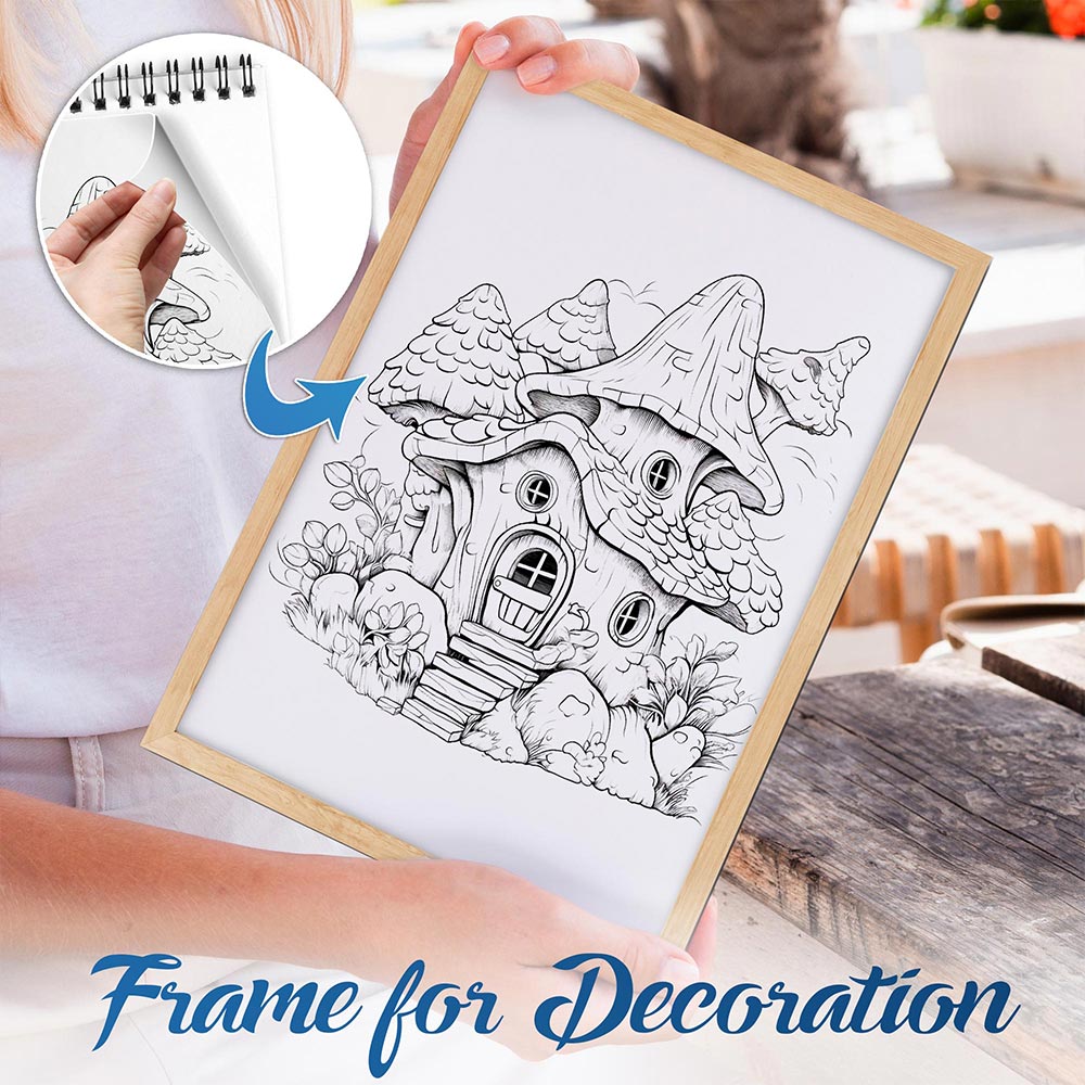 NETHOUSE Enchanted Fairy House Spiral Bound Coloring Book For Adults