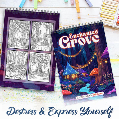 NETHOUSE Enchanted Grove Spiral Coloring Book For Adults