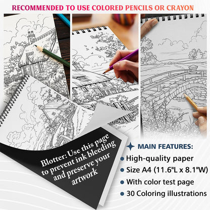 NETHOUSE England Countryside Coloring Sheets For Adults