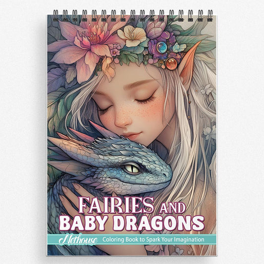 NETHOUSE Fairies and Baby Dragons Coloring Book For Adults