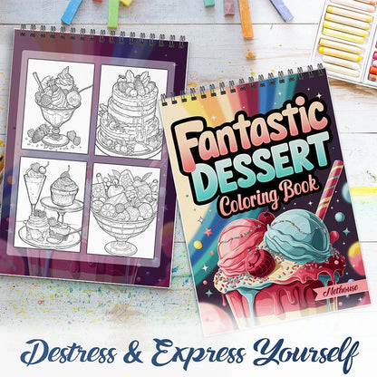 NETHOUSE Fantastic Dessert House Spiral Coloring Book For Adults