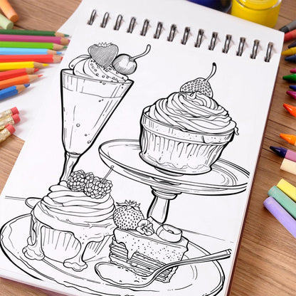 NETHOUSE Fantastic Dessert House Coloring Book Spiral Bound For Adults