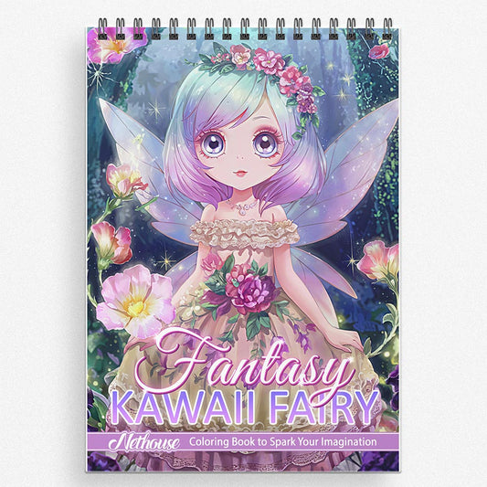 NETHOUSE Fantasy Kawaii Fairy Coloring Book For Adults