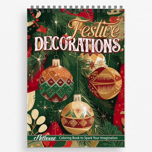 NETHOUSE Festive Decorations Coloring Book For Adults