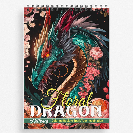 NETHOUSE Floral Dragon Coloring Book For Adults