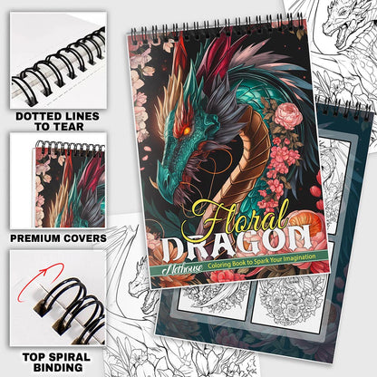 NETHOUSE Floral Dragon Coloring Pages For Adults