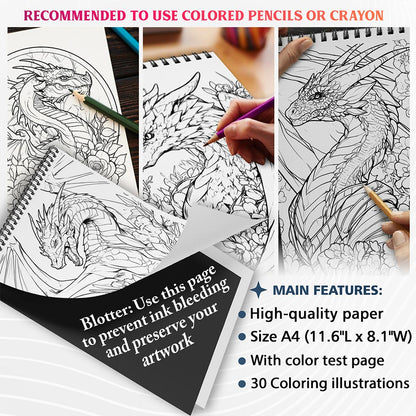 NETHOUSE Floral Dragon Coloring Sheets For Adults