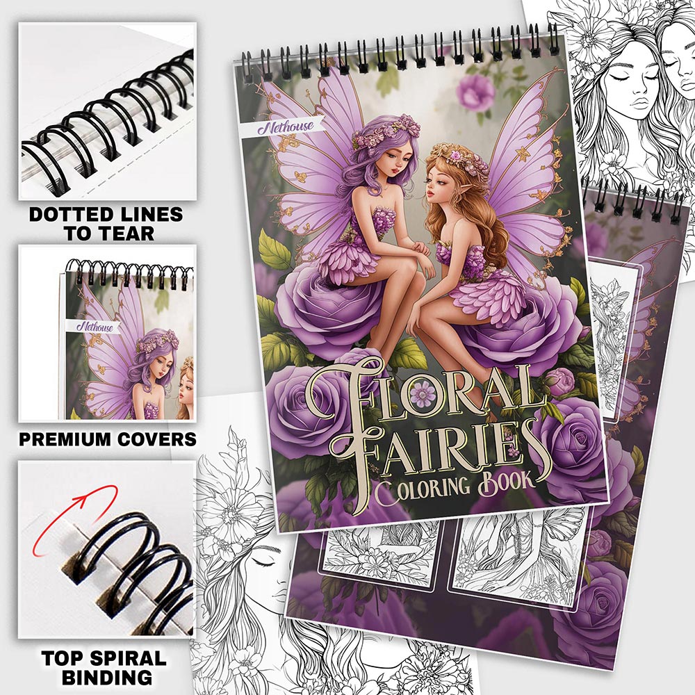 NETHOUSE Floral Fairies Coloring Pages For Adults