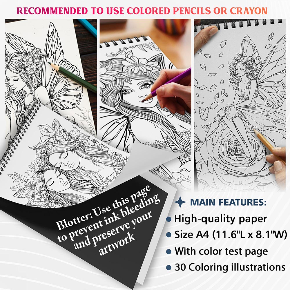 NETHOUSE Floral Fairies Coloring Sheets For Adults