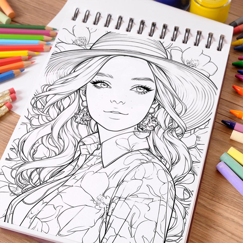 NETHOUSE Floral Fashionista Coloring Book Spiral Bound For Adults