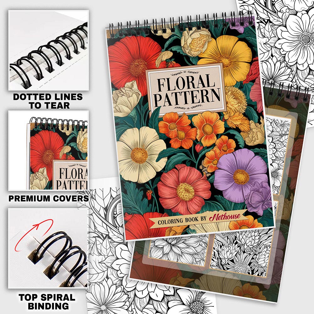 NETHOUSE Floral Pattern Coloring Pages For Adults