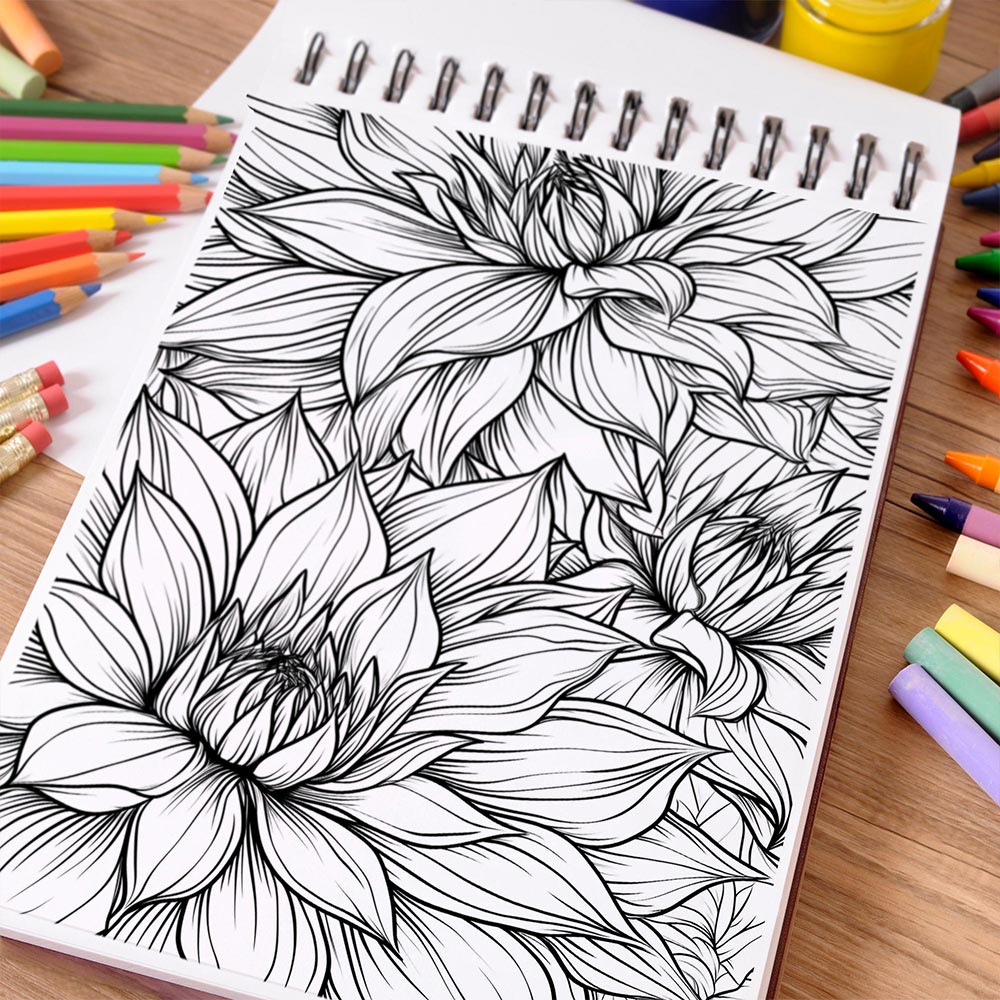NETHOUSE Floral Pattern Coloring Book Spiral Bound For Adults