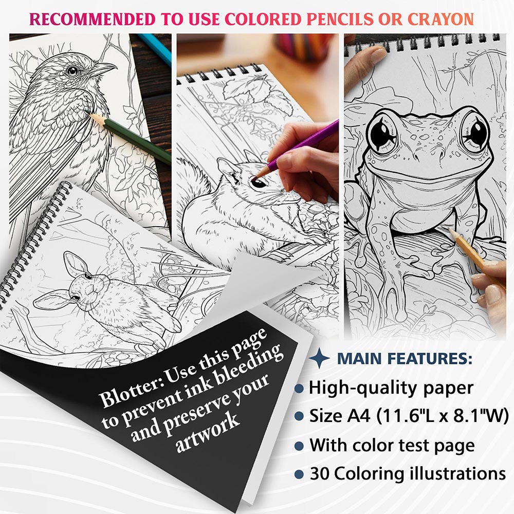 NETHOUSE Forest Animals Coloring Sheets for Adults