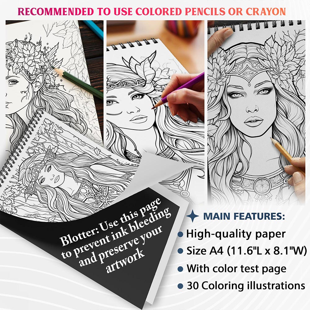 NETHOUSE Forest Goddess Coloring Sheets for Adults