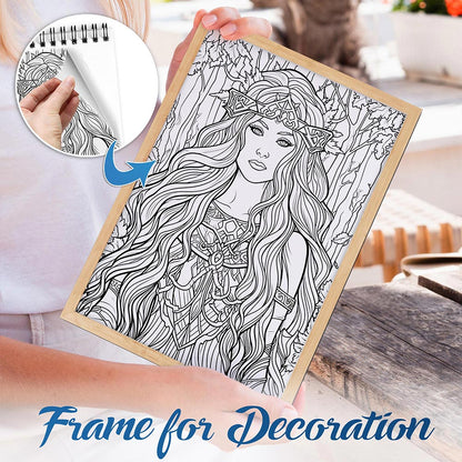 NETHOUSE Forest Goddess Spiral Bound Coloring Book for Adults