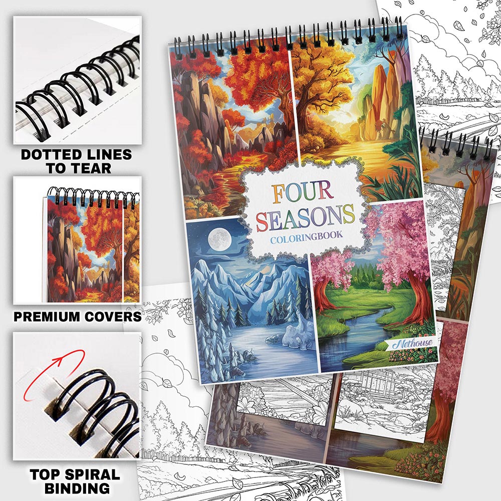 NETHOUSE Four Seasons Coloring Pages For Adults