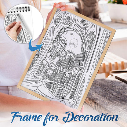 NETHOUSE Futuristic City Spiral Bound Coloring Book For Adults