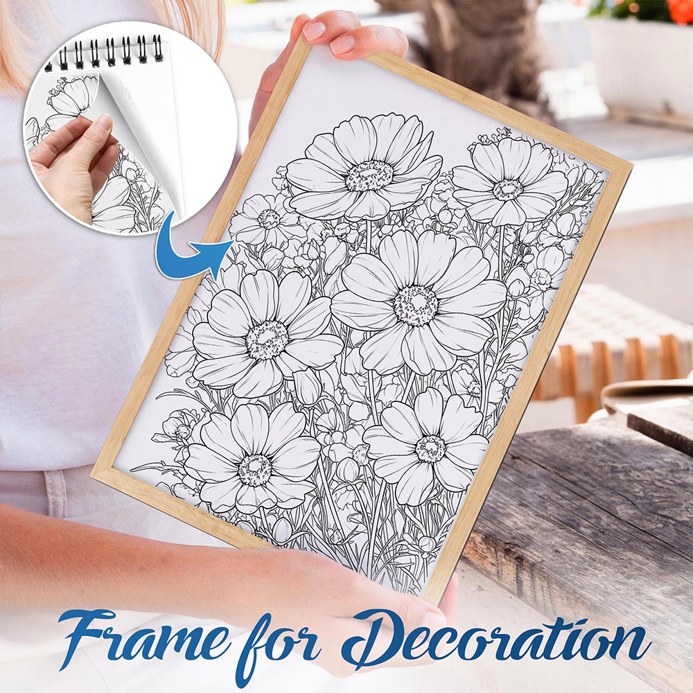 NETHOUSE Garden Cosmos Spiral Bound Coloring Book For Adults