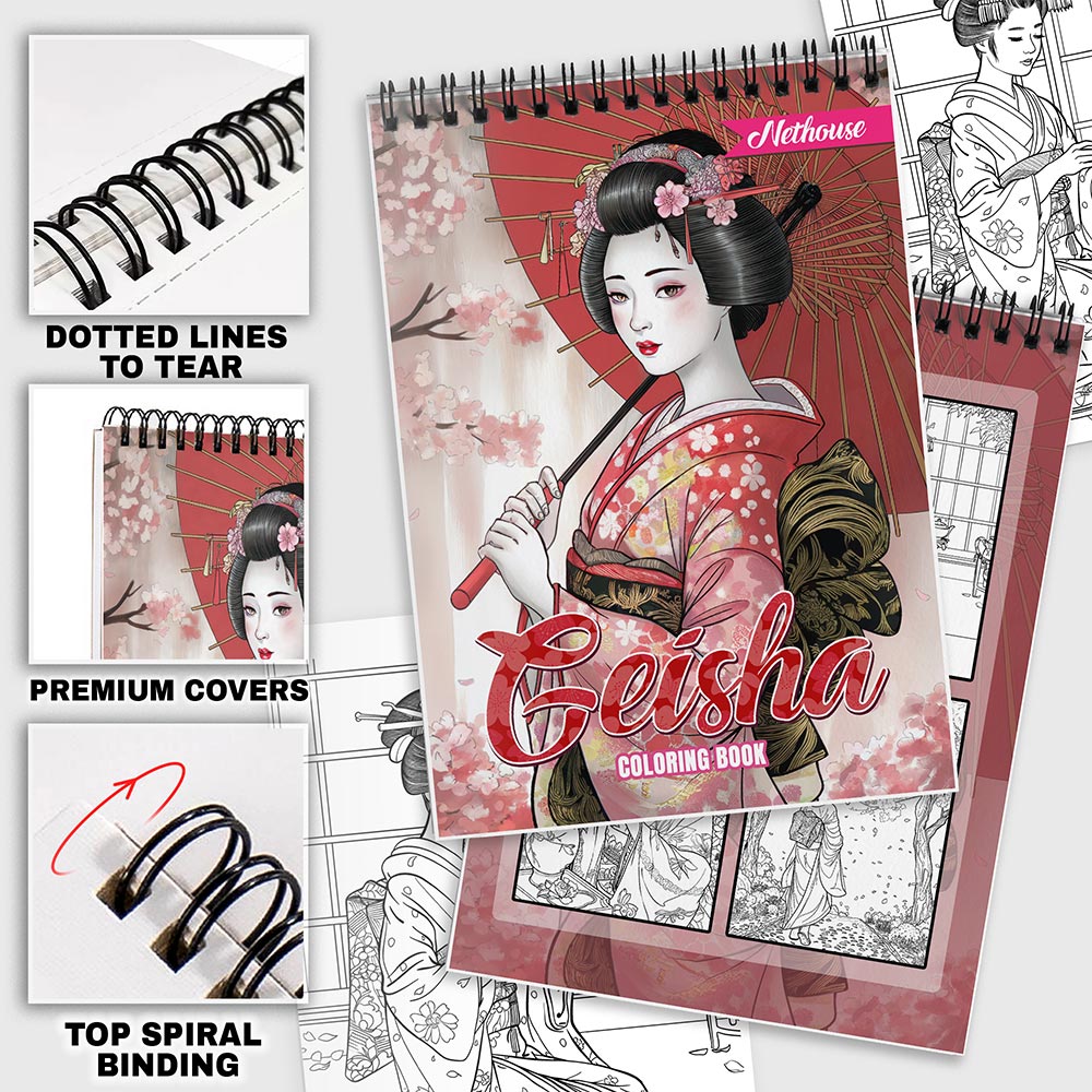 NETHOUSE Geisha Coloring Pages For Adults