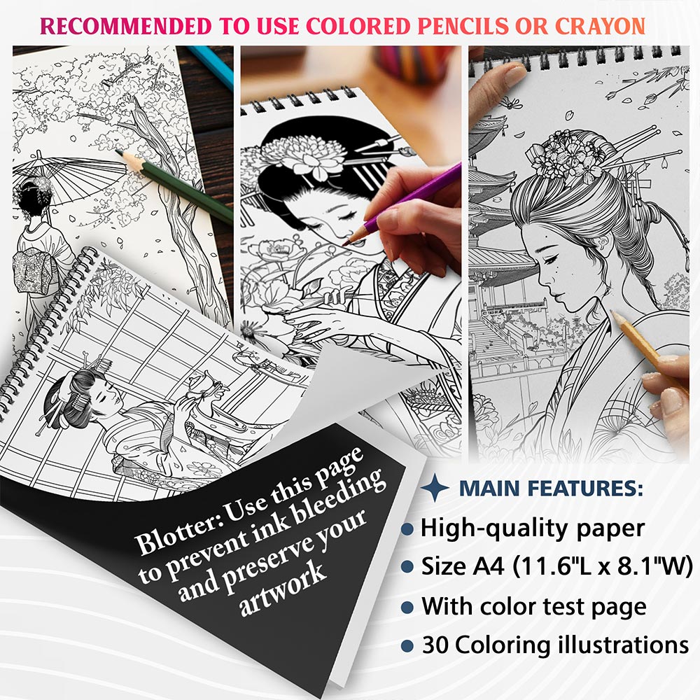 NETHOUSE Geisha Coloring Sheets For Adults
