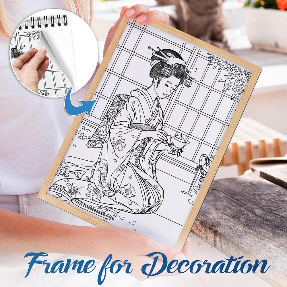 NETHOUSE Geisha Spiral Bound Coloring Book For Adults