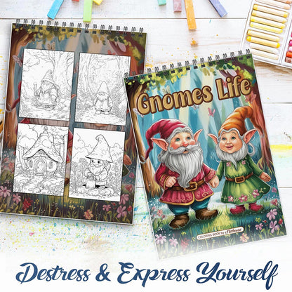 NETHOUSE Gnomes Life Spiral Coloring Book For Adults