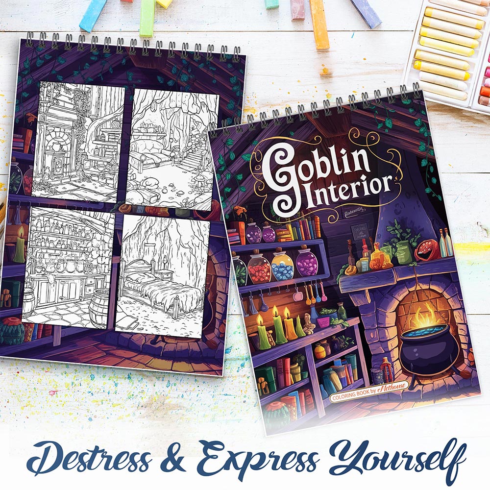 NETHOUSE Goblin Interior Spiral Coloring Book For Adults