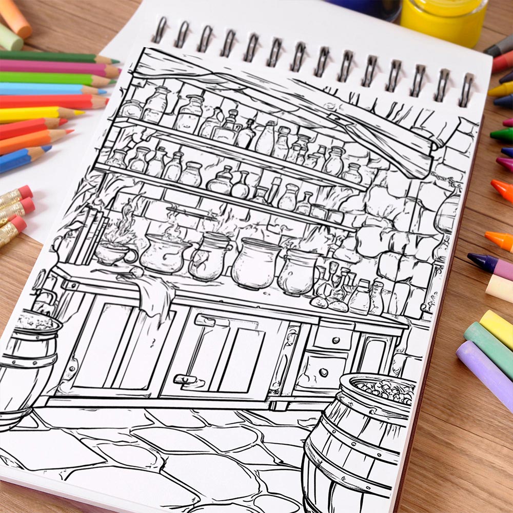 NETHOUSE Goblin Interior Coloring Book Spiral Bound For Adults