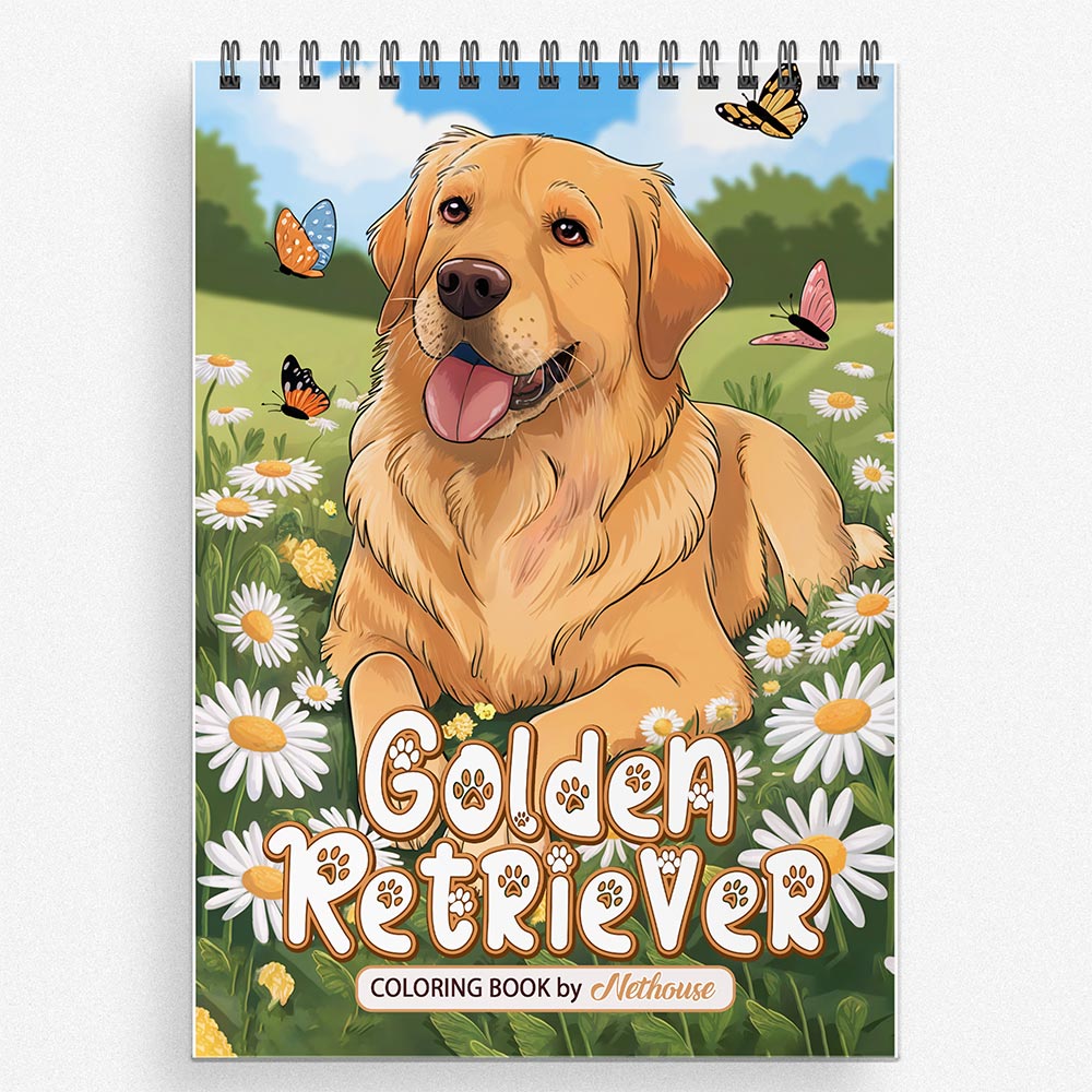 NETHOUSE Golden Retriever Coloring Book For Adults