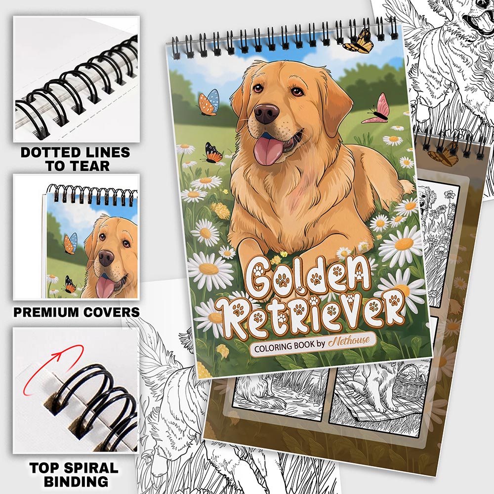 NETHOUSE Golden Retriever Coloring Pages For Adults
