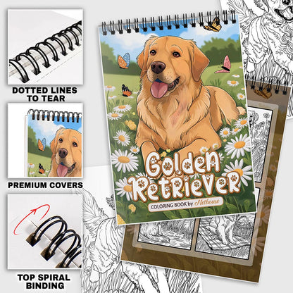 NETHOUSE Golden Retriever Coloring Pages For Adults