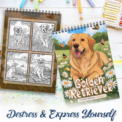 NETHOUSE Golden Retriever Spiral Coloring Book For Adults