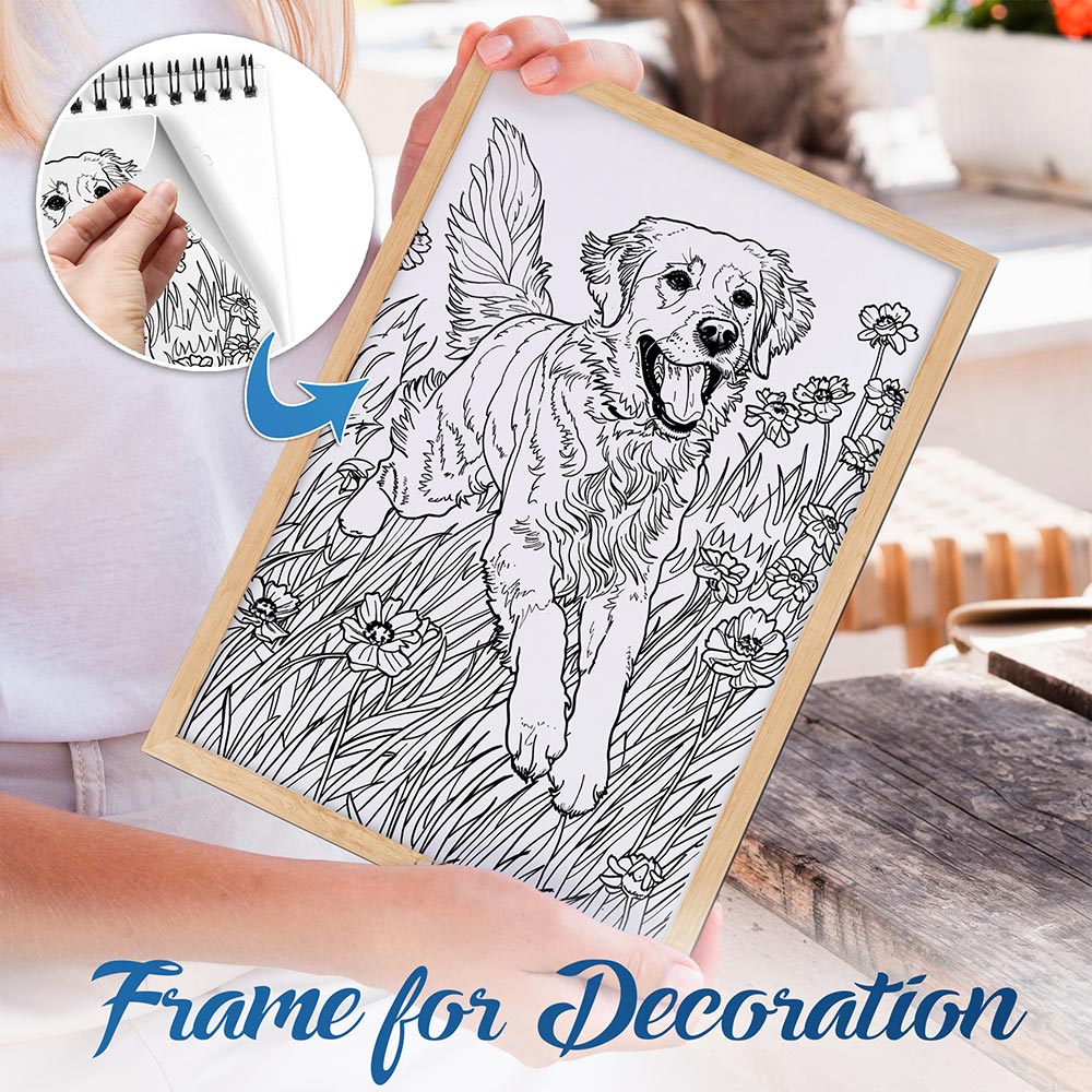 NETHOUSE Golden Retriever Spiral Bound Coloring Book For Adults