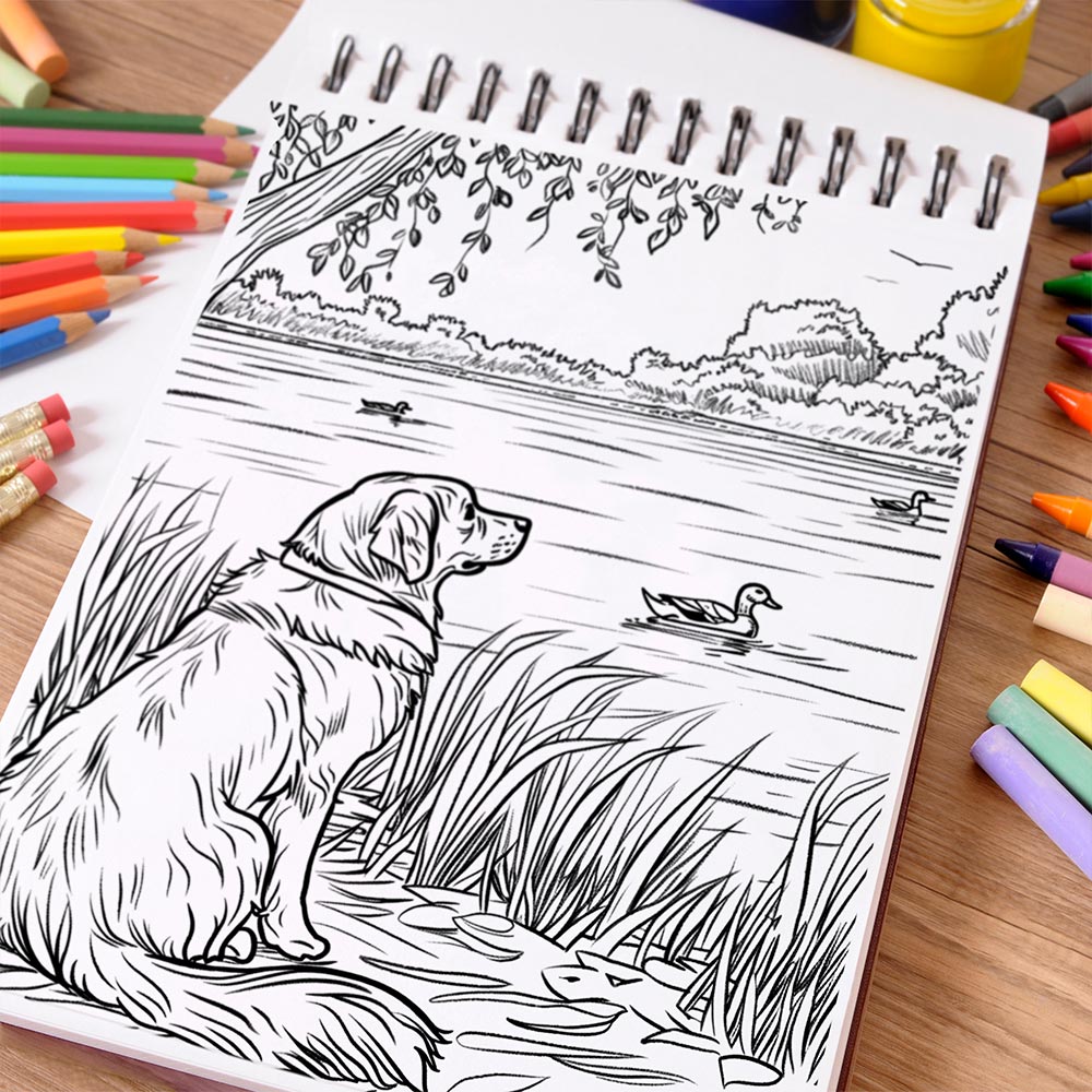 NETHOUSE Golden Retriever Coloring Book Spiral Bound For Adults