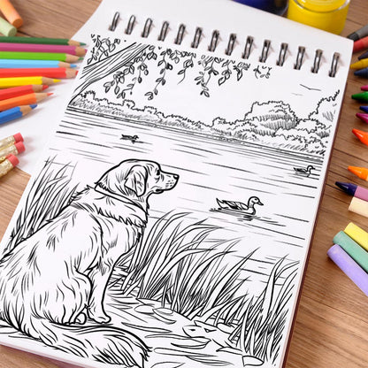 NETHOUSE Golden Retriever Coloring Book Spiral Bound For Adults