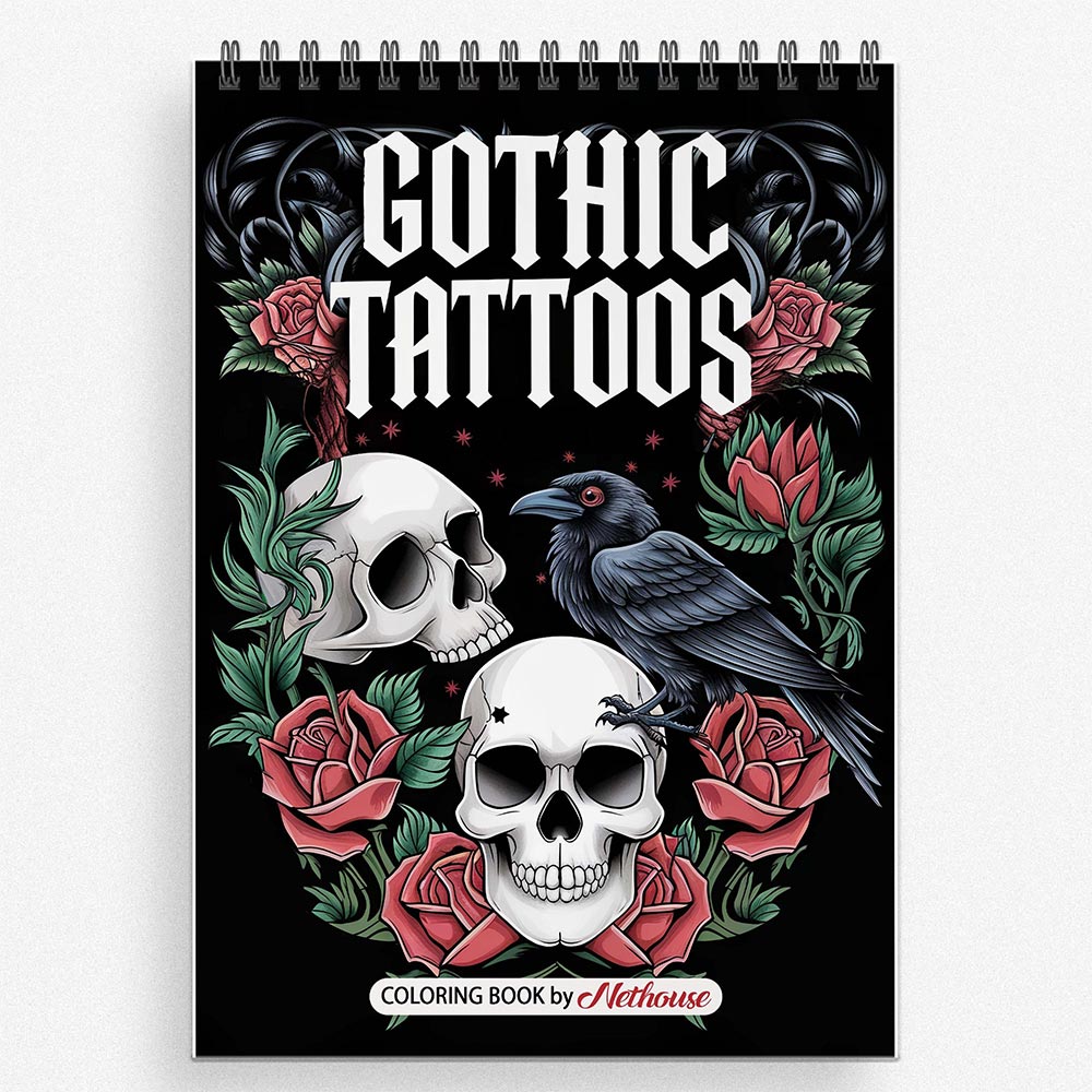 NETHOUSE Gothic Tattoos Coloring Book for Adults