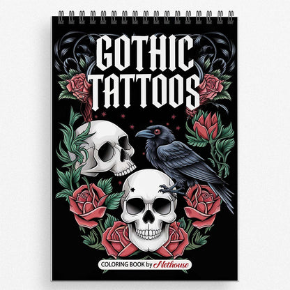 NETHOUSE Gothic Tattoos Coloring Book for Adults